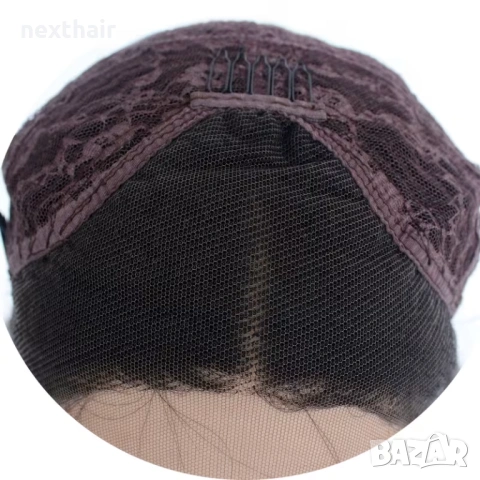 Къса черна перука с дантела 13x4 - скосен боб, естествен ефект, снимка 5 - Аксесоари за коса - 54055365