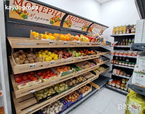 Стелаж за хляб, плод и зеленчук, метален и МДФ рафт, НОВИ!, снимка 4 - Стелажи и щандове - 46099550