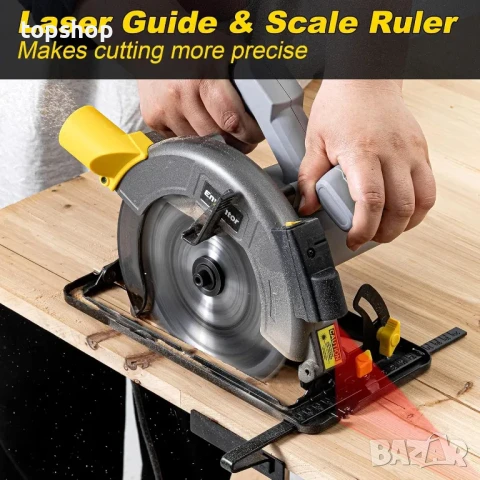 Чисто нов циркуляр ENVENTOR 1400 W, кабелен електрически циркуляр с лазерно управление, 6000 RPM..., снимка 3 - Гедорета - 50555679