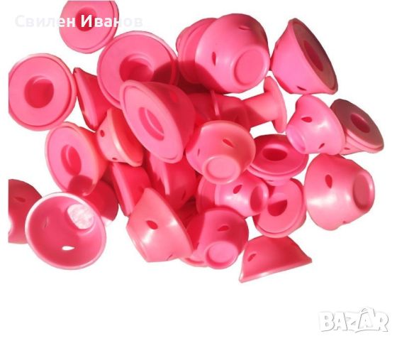 Комплект от 10 броя силиконови ролки за коса в розов или син цвят, снимка 6 - Други - 45536318