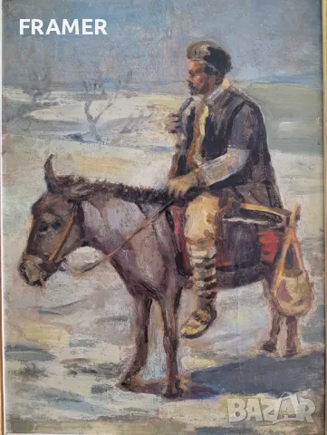 Петър Морозов 1880-1951г. Шоп млекар маслени бои 1930те години, снимка 2 - Картини - 49726505