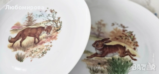 Две чинии с ловни мотиви, снимка 2 - Чинии - 53972759