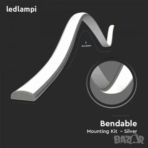 Алуминиев Профил За LED Лента 2000х18x6mm Гъвкав, снимка 3 - Други - 50302246