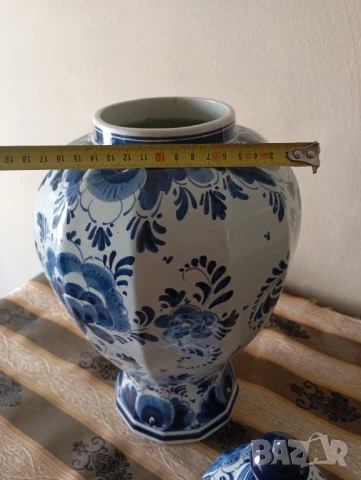 Порцеланова купа с капак,ваза блу делф, снимка 3 - Антикварни и старинни предмети - 50933780