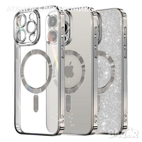 Калъф-Techsuit - Luxury Glitter MagSafe - IPhone 15 Pro Max - Silver, снимка 1 - Калъфи, кейсове - 46086906