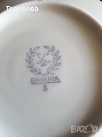 Малка порцеланова чинийка-Бавария с непокътната позлата - 1950 година, снимка 4 - Чинии - 45254348