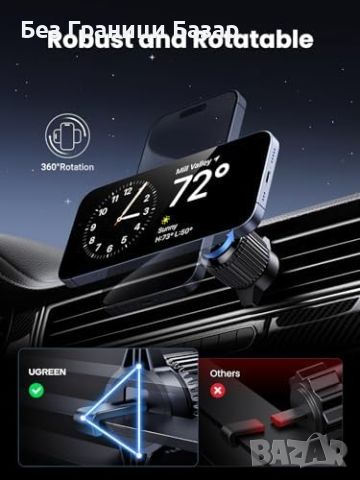 Ново Безжично Зарядно за Кола UGREEN MagSafe 15W за Айфон iPhone, снимка 5 - Аксесоари за Apple - 45660737