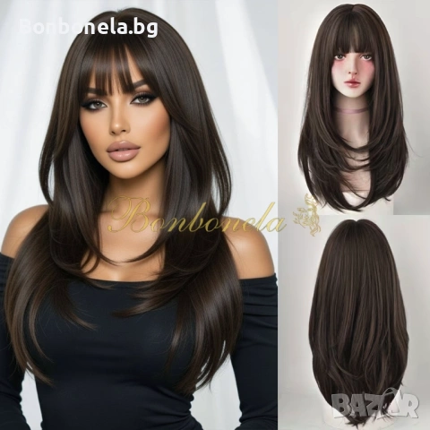 Дълга кестенява дамска перука