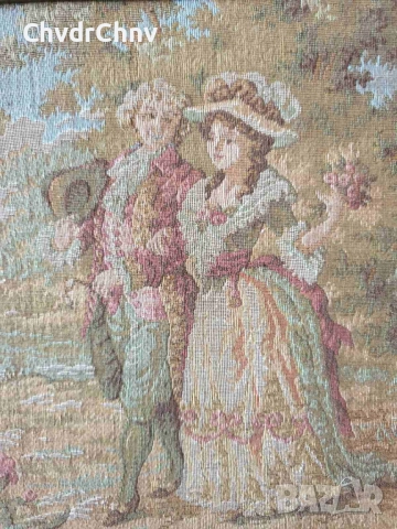 дървена рамка 26х25см/малък стар френски гоблен/барокова картина, снимка 3 - Гоблени - 51535239