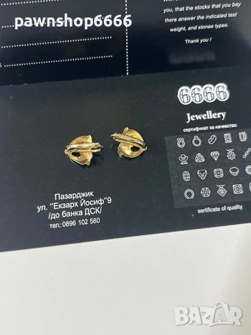 Златни обеци 14К , 1,04 гр, снимка 5 - Обеци - 53690622