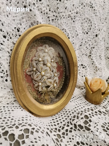 Винтидж елипсовидна картина , снимка 2 - Картини - 53467741