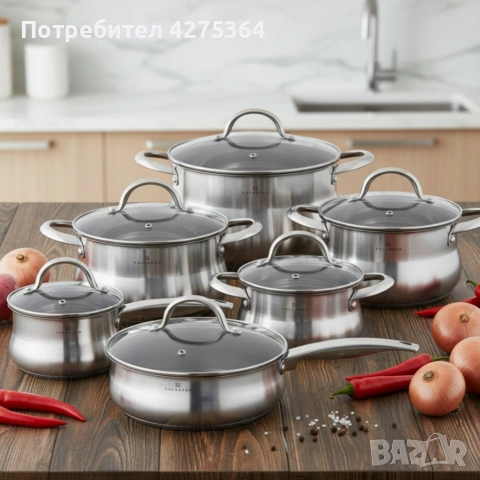 Комплект EDENBERG EB-2420M от 12части - неръждаема стомана , снимка 2 - Съдове за готвене - 53411952