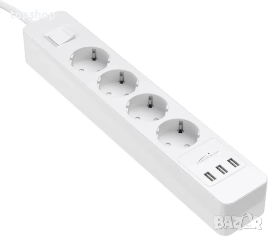 Разклонител KabelDirekt 4 гнезда, 3 USB порта, GS и TUV, защита от пренапрежение, снимка 2 - Друга електроника - 50555706