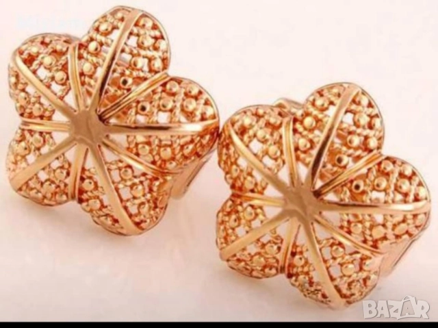 Обеци "звезда" от 9к бяло и розово попълнено злато 20 лв., снимка 3 - Обеци - 51775092