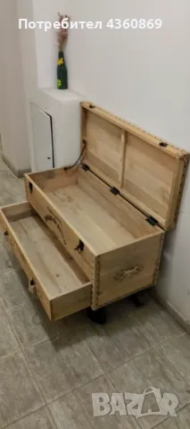 Намален на 300лв.Сандък ,от дърво и метални колела и обков, снимка 4 - Други - 49491326
