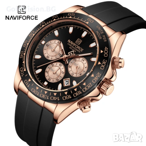 NAVIFORCE 8054 – Rose Gold – мъжки кварцов часовник с хронограф, снимка 2 - Мъжки - 54247576