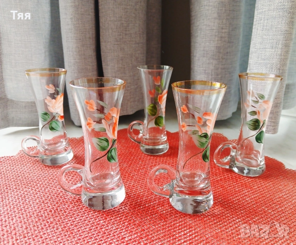 Ретро стъклени чаши с дръжки , снимка 3 - Чаши - 52858478