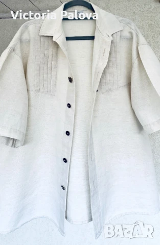 Свободна риза MERIT, лен и памук, снимка 4 - Ризи - 51240350