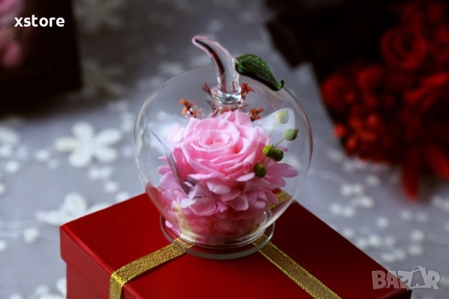 Вечна Роза в стъклена ябълка YSH F, снимка 5 - Декорация за дома - 52793223