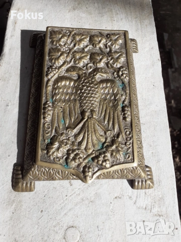 Стар антикварен бележник за бюро масивен бронз