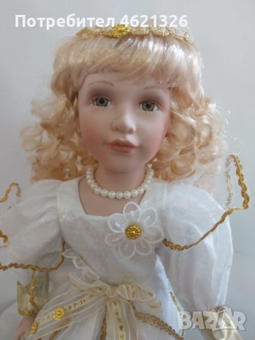 Винтидж колекционерска немска порцеланова кукла принцеса в кралска рокля като нова, снимка 5 - Декорация за дома - 52044240
