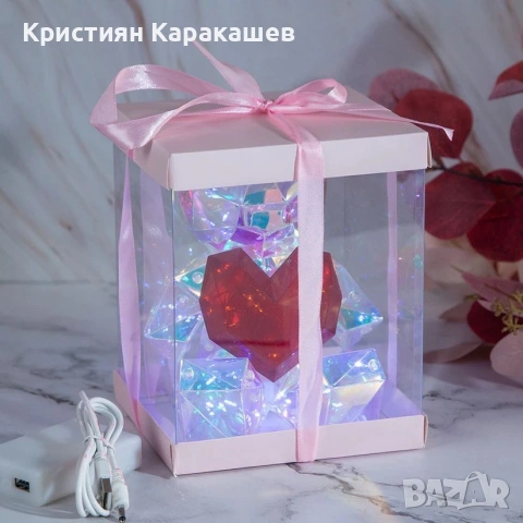 Мече със сърце - Светеща декорация 25см, снимка 5 - Декорация за дома - 53429960