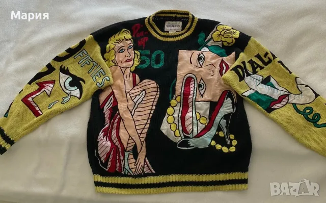 Pinup плетен пуловер ми апликации. Произведение на изкуството от Флорида. 