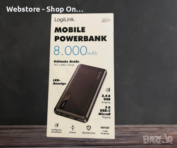 Преносима батерия, Mobile Powerbank, LogiLink, снимка 2 - Външни батерии - 53604980