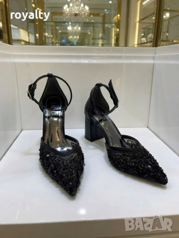 Сандали на ток - черна кожа, снимка 3 - Сандали - 54029449