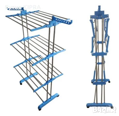 Сгъваем сушилник за дрехи на колелца – практична стойка за сушене на пране, снимка 3 - Други стоки за дома - 47194513