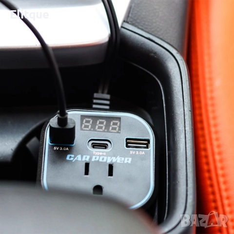 Инвертор преобразувател за захранване,адаптер за зарядно за кола с 3.0A двоен USB и Type-C,12V/24V к, снимка 12 - Друга електроника - 52832226