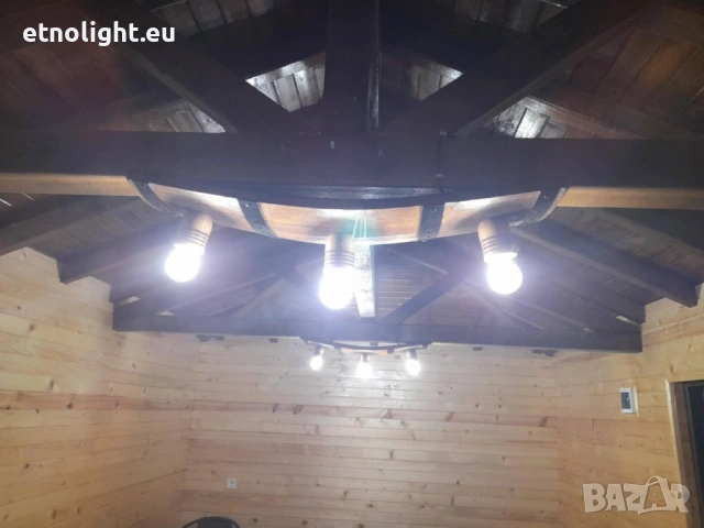 Полилеи от автентични реставрирани бъчви с ръчно изработени дървени чашки