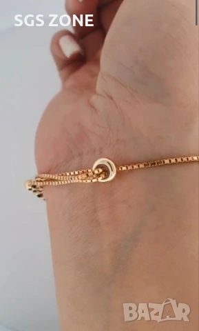 Тенис сребърна позлатена гривна със сапфири от Тайланд , снимка 3 - Гривни - 53261095