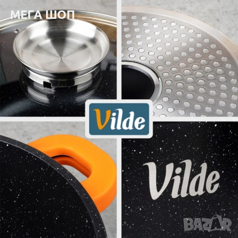 Универсална гранитна касерола с незалепващо, със стъклен капак и дозатор за течности, снимка 6 - Съдове за готвене - 52705375