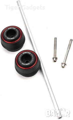 Преден предпазител за ос (axle sliders) ZONTES 368G/350/310 CNC алуминий червен комплект, снимка 2 - Аксесоари и консумативи - 54219318