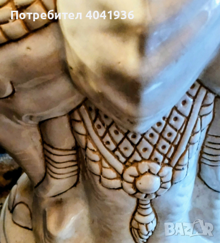 Голям керамичен индийски слон с две глави за интериорна декорация или за нощна масичка, снимка 1 - Статуетки - 44977043