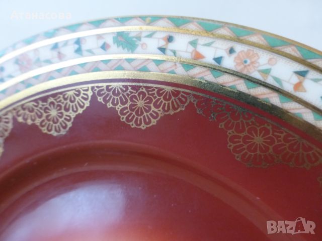 Чешка декоративна порцеланова чиния Трите грации от 30-те г, снимка 6 - Чинии - 45870064
