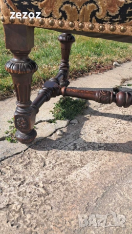 Антикварно кресло-трон масив, снимка 6 - Дивани и мека мебел - 53681422