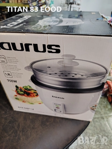 Уред за приготвяне на ориз Taurus Rice Chef, 700W, Готвене на пара, 1.8 л, Аксесоари, Бял/Сребрист, снимка 2 - Други - 51498335