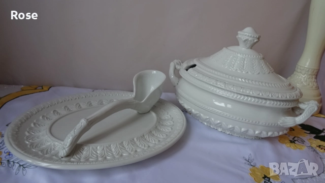 Супник бяла глазирана керамика, ръчно изработен , внос от  Италия.  , снимка 5 - Аксесоари за кухня - 52693813