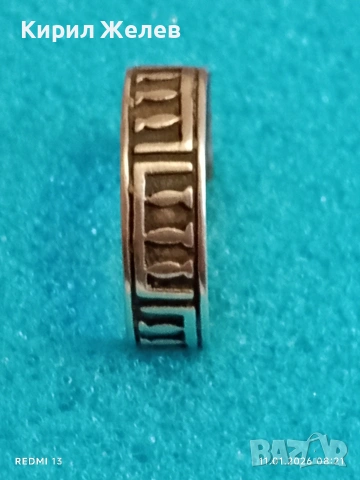 Сребърен пръстен с шарка Византийски риби унисекс модел много красив 52639, снимка 6 - Пръстени - 53059662