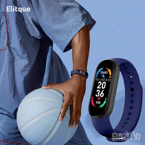 Спортна bluetooth смарт гривна с крачкомер, мониторинг на пулс и кислород в кръвта - ЧЕРЕН