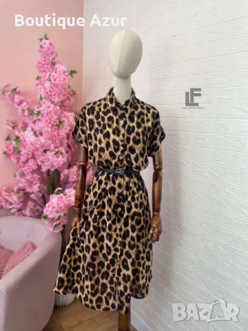 леопардова рокля тип риза, снимка 7 - Рокли - 50329345