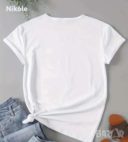 Дамска тениска - бяла, снимка 2 - Тениски - 53721360