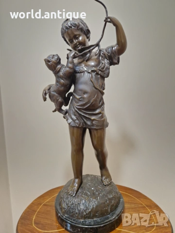 Уникална антикварна бронзова френска фигура статуетка скулптура , снимка 3 - Антикварни и старинни предмети - 53160938