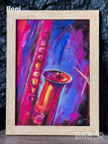 Джаз, картина оригинал, пастел, снимка 2 - Картини - 49986048