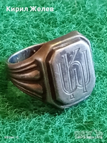 Старинен сребърен пръстен печат с монограм майсторска изработка 51816, снимка 6 - Пръстени - 52934381