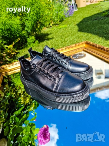 ЕСТЕСТВЕНА КОЖА Черни Мъжки Кецове 