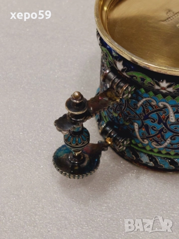 RRR. Сребърен 88 подстакан,изработен от руски ювелир( И.П.Хлебников поставчик императорского двора), снимка 16 - Антикварни и старинни предмети - 52826483