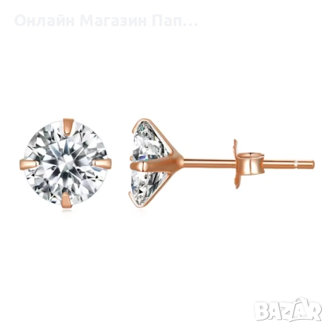 Bamoer обеци от сребро 925 – платинено покритие, кръгъл цирконий, хипоалергенни, снимка 6 - Обеци - 52306284